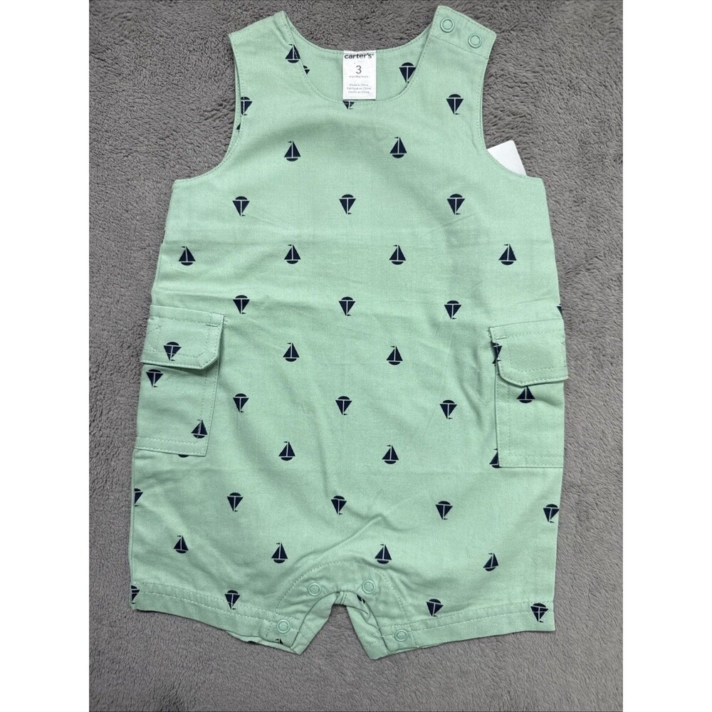 Carter’s Little Boys One Piece Jumper Shorts Size 3M Green (TW-3715)